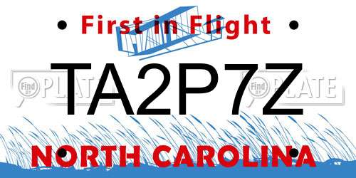 TA2P7Z North Carolina License Plate