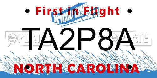 TA2P8A North Carolina License Plate
