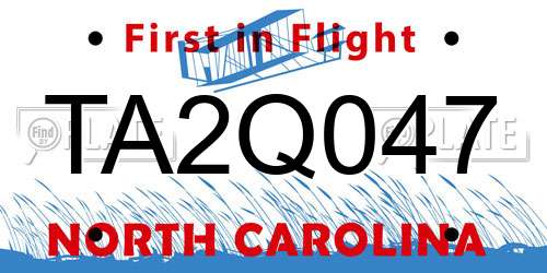 TA2Q047 North Carolina License Plate
