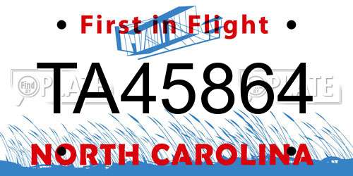 TA45864 North Carolina License Plate