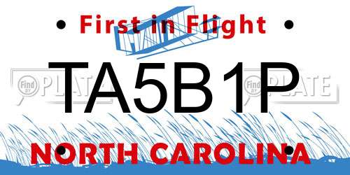 TA5B1P North Carolina License Plate