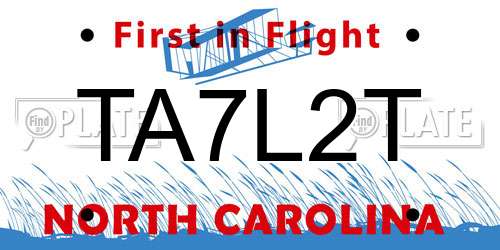 TA7L2T North Carolina License Plate