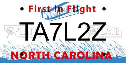 TA7L2Z North Carolina License Plate