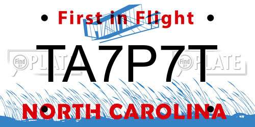 TA7P7T North Carolina License Plate