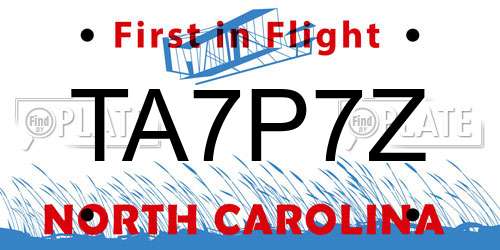 TA7P7Z North Carolina License Plate