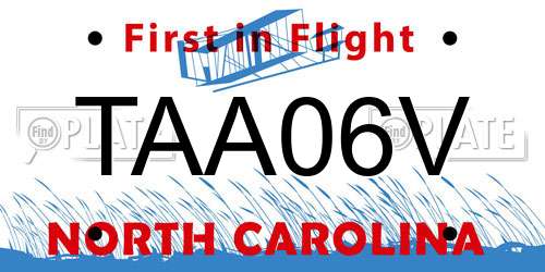 TAA06V North Carolina License Plate