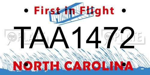 TAA1472 North Carolina License Plate