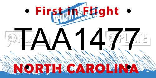 TAA1477 North Carolina License Plate