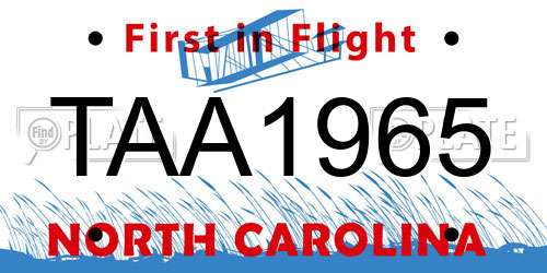 TAA1965 North Carolina License Plate