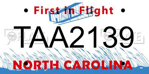 TAA2139 North Carolina License Plate
