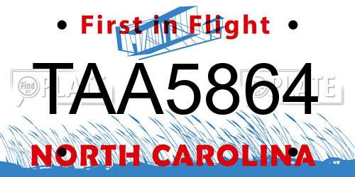 TAA5864 North Carolina License Plate