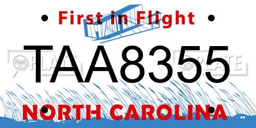 TAA8355 North Carolina License Plate