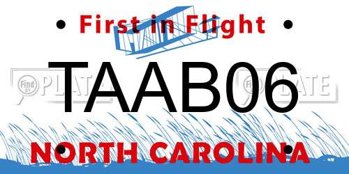 TAAB06 North Carolina License Plate