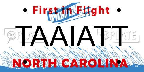 TAAIATT North Carolina License Plate