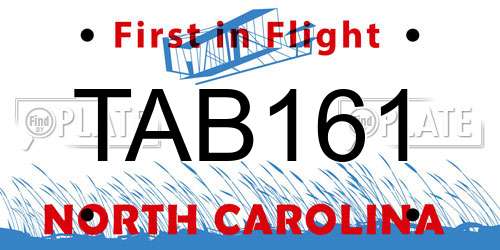 TAB161 North Carolina License Plate