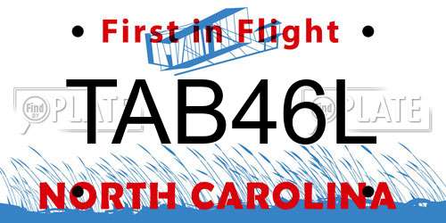 TAB46L North Carolina License Plate