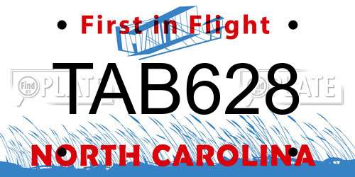 TAB628 North Carolina License Plate