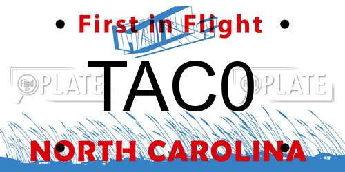 TAC0 North Carolina License Plate