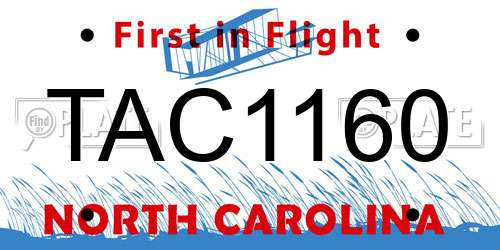 TAC1160 North Carolina License Plate