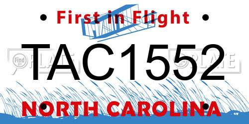 TAC1552 North Carolina License Plate