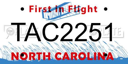 TAC2251 North Carolina License Plate