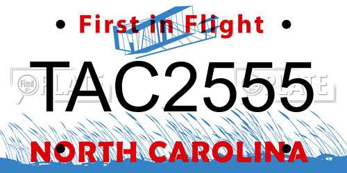 TAC2555 North Carolina License Plate