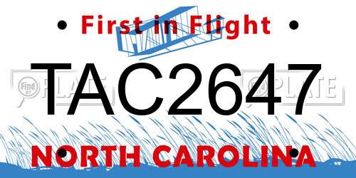 TAC2647 North Carolina License Plate