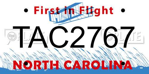 TAC2767 North Carolina License Plate