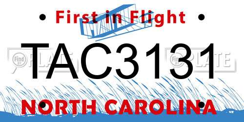 TAC3131 North Carolina License Plate