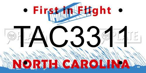 TAC3311 North Carolina License Plate