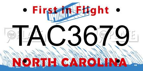 TAC3679 North Carolina License Plate
