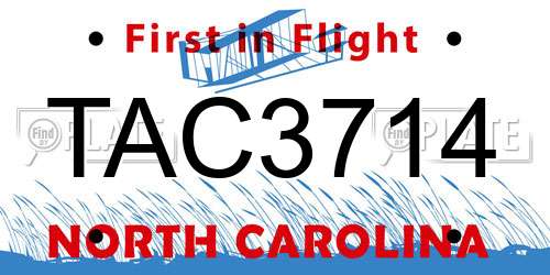 TAC3714 North Carolina License Plate