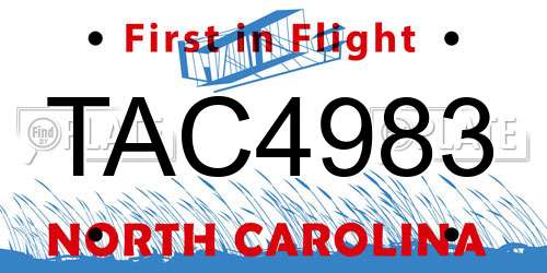 TAC4983 North Carolina License Plate