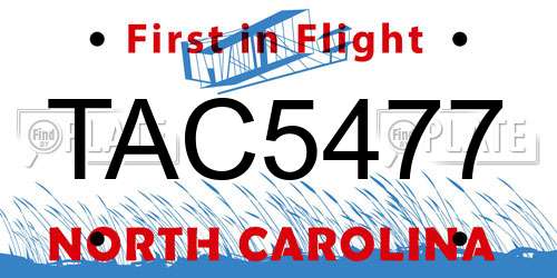 TAC5477 North Carolina License Plate
