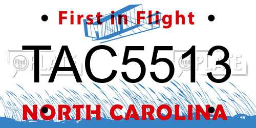 TAC5513 North Carolina License Plate