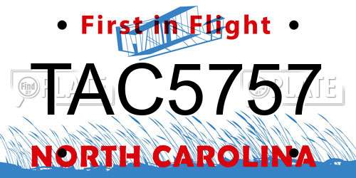 TAC5757 North Carolina License Plate