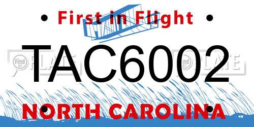 TAC6002 North Carolina License Plate