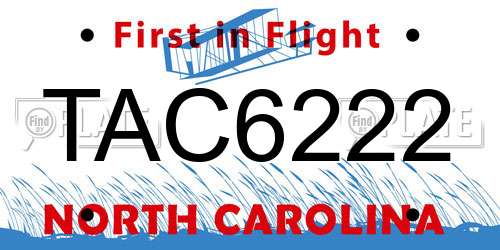 TAC6222 North Carolina License Plate