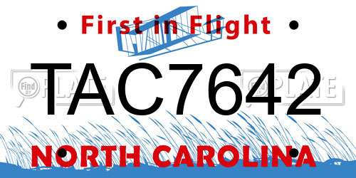 TAC7642 North Carolina License Plate