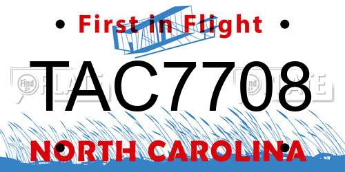 TAC7708 North Carolina License Plate