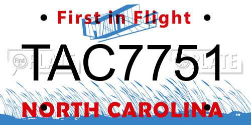 TAC7751 North Carolina License Plate
