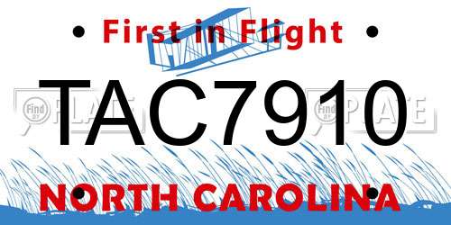 TAC7910 North Carolina License Plate