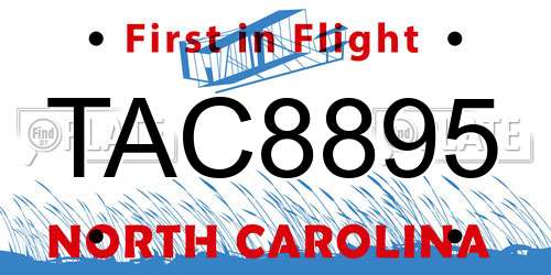 TAC8895 North Carolina License Plate