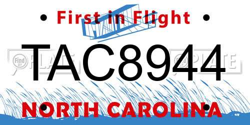 TAC8944 North Carolina License Plate