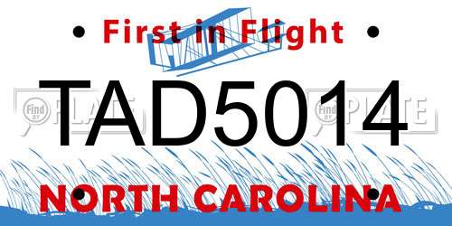 TAD5014 North Carolina License Plate