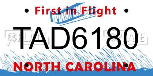 TAD6180 North Carolina License Plate