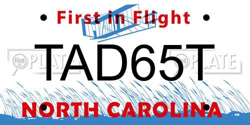 TAD65T North Carolina License Plate
