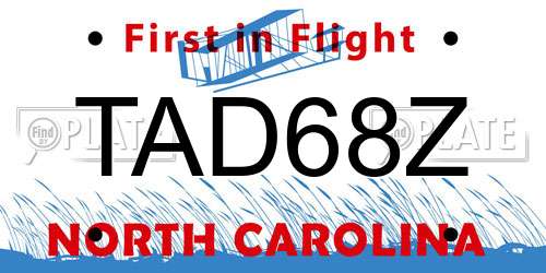 TAD68Z North Carolina License Plate