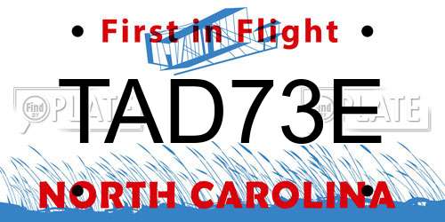 TAD73E North Carolina License Plate