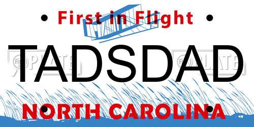 TADSDAD North Carolina License Plate